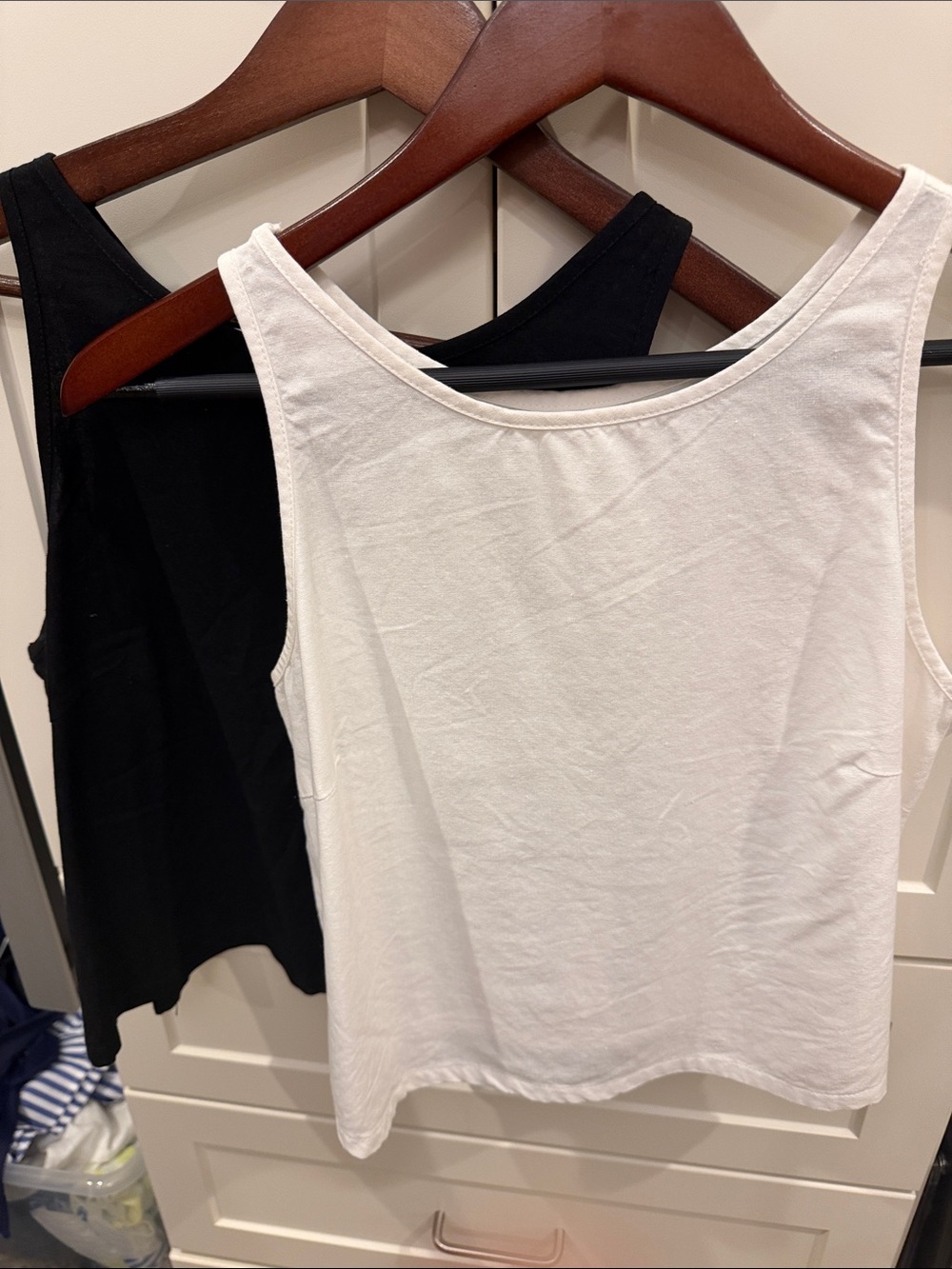 Black & White BUNDLE - Cotton linen Tank Tops - White and Black - Small